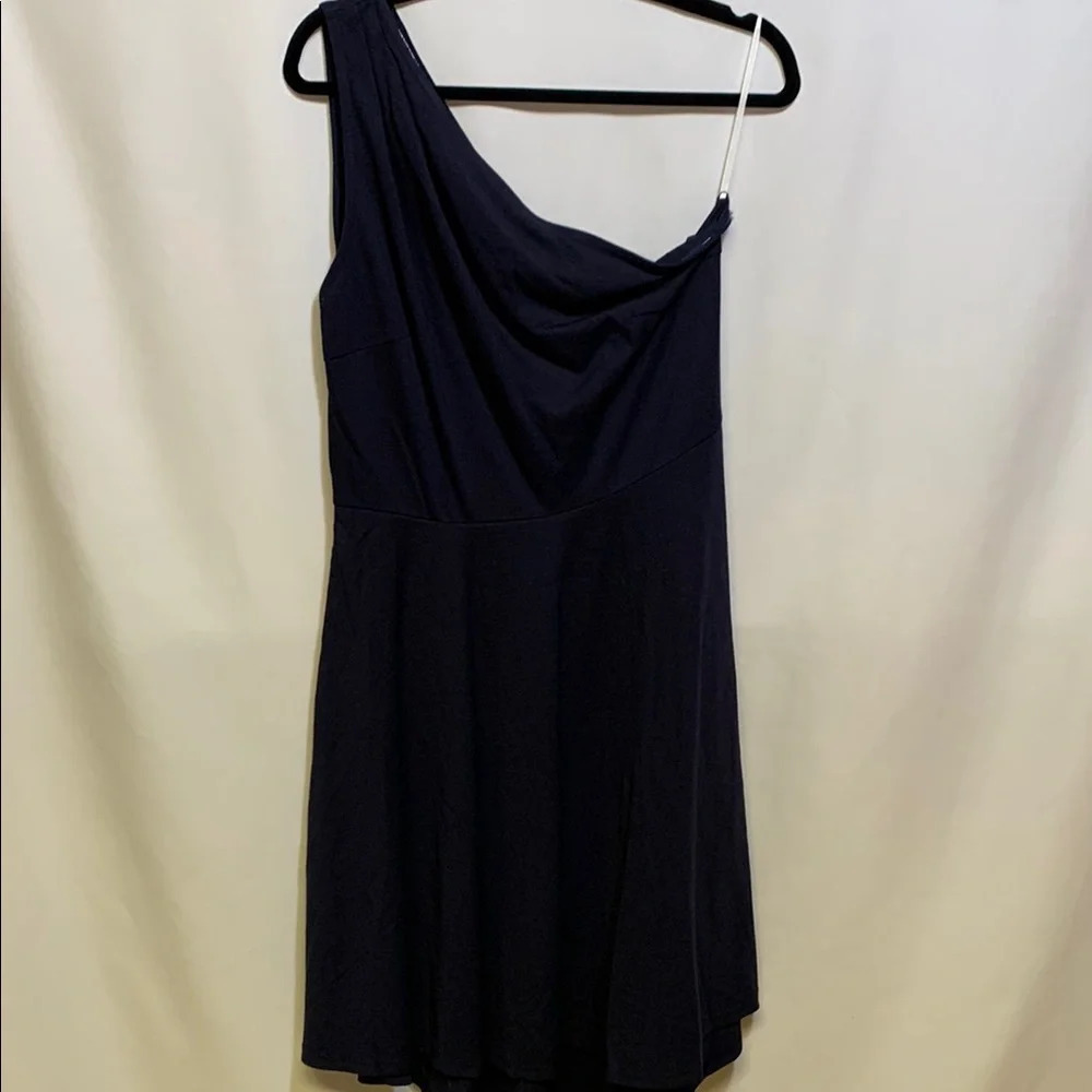 Navy One-Shoulder Asymmetrical Sundress - Picture 4 of 4